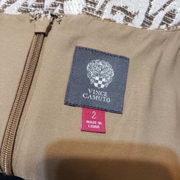 Vince Camuto Metallic Jacquard Fit & Flare Dress - Picture 6 of 9